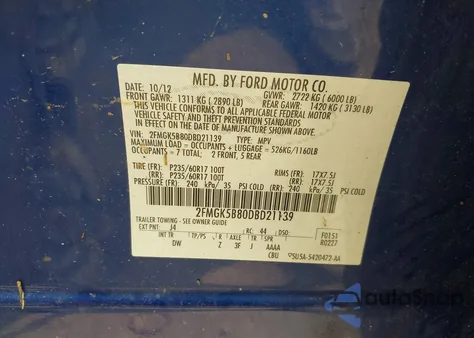 2013 Ford Flex Se из США, поврежденный, VIN 2FMGK5B80DBD21139